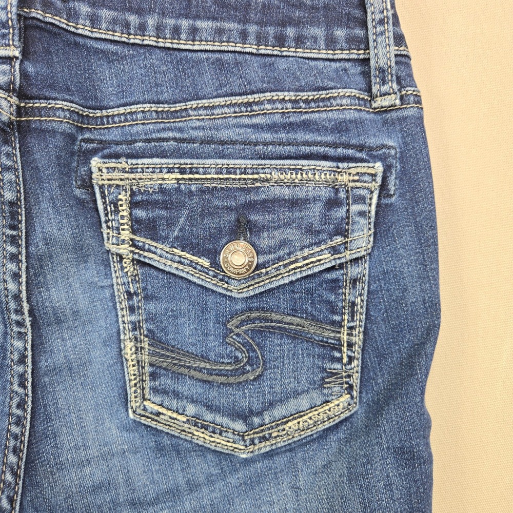 Silver Jeans Co Elyse Skinny Distressed Flap Pocket Blue Denim Women W29 L31 - Picture 3 of 12